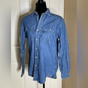 Vintage Polo Ralph Lauren  Denim Shirt/rain Flap Med​​​​​​​​​​​​​